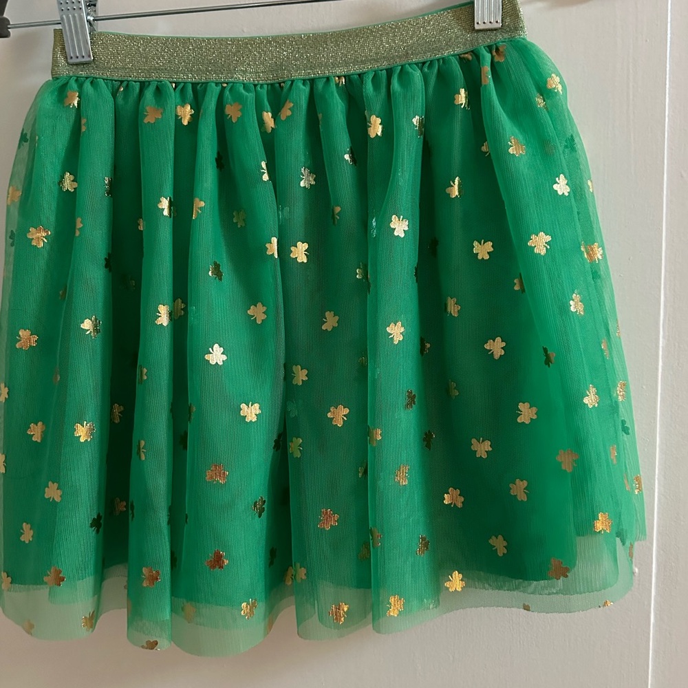 Cat & Jack Green Skirt with Gold Clovers, St. Patrick’s Day, Girls Size 10-12